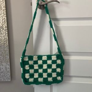 Mini Checkered Crochet Tote